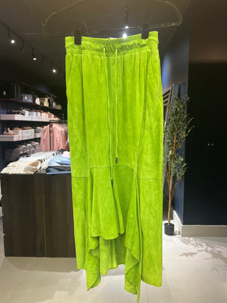 Tom Ford Tom Ford Velour Drawstring Draped Midi Skirt Grass Green