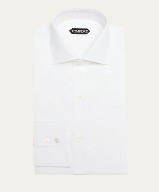 Tom Ford Cotton Point-Collar Button-Down Dress Shirt White
