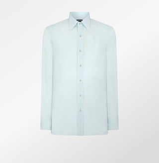 Tom Ford Silk Viscose Blend Point-Collar Dress Shirt Aqua Blue