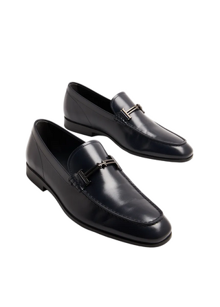 Tods Mens Leather Loafers in Navy