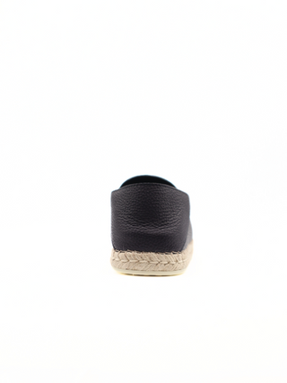 Tods Grained Leather Folding-Back Espadrille Loafers Navy