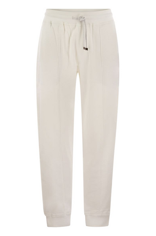 Brunello Cucinelli Cotton Drawstring Joggers with Vertical Seam Detail