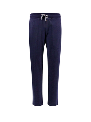 Brunello Cucinelli Cotton-Blend Drawstring Jogger Trousers Cobalt Blue