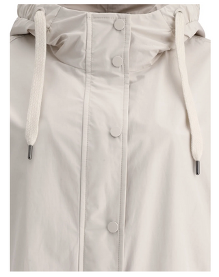 Brunello Cucinelli Lightweight Drawstring Hooded Jacket with Adjustable Cuffs in Yogurt