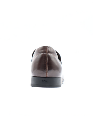 Tods Brown Leather Mocassino Loafers with Braided Detail