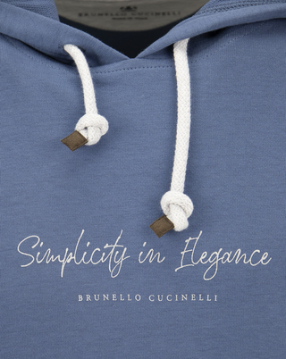 Brunello Cucinelli Cotton Script Print Drawstring Hoodie
