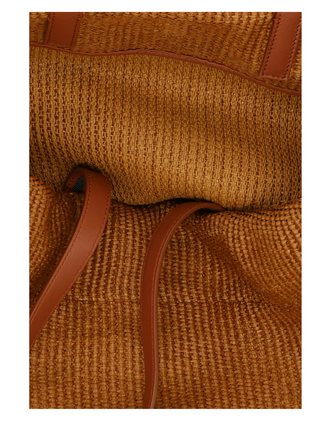 Brunello Cucinelli Woven Raffia Drawstring Tote Bag Farro