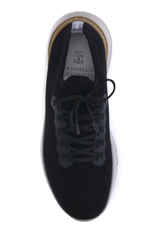 Brunello Cucinelli Mens Knitted Sock Sneakers in Black