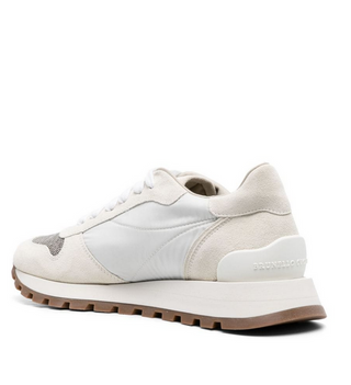 Brunello Cucinelli Suede and Textile Panel Low-Top Sneakers