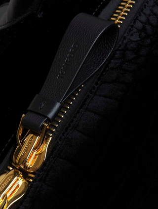 Tom Ford Croco-Embossed Leather Travel Bag in Black