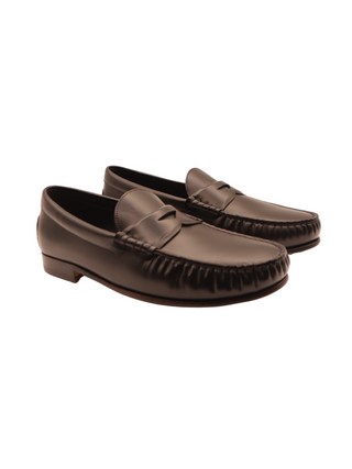 Tods Leather Ruched Moccasin Penny Loafers