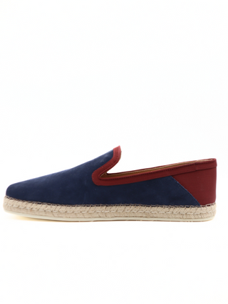 Tods Navy Suede Espadrilles with Red Trim