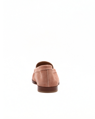 Tods Pale Pink Suede Ruched Moccasin Loafer