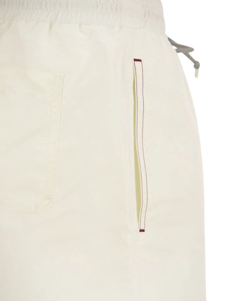 Brunello Cucinelli Nylon Logo Embroidered Swim Trunks in White