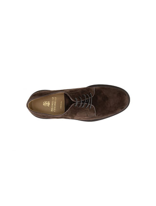 Brunello Cucinelli Suede Lace-Up Derby Shoes with Lug Sole