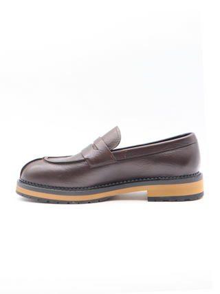 Tods Brown Grained Leather Platform Loafers