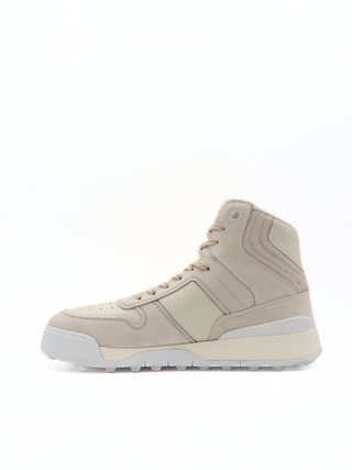Tods Suede and Leather Cassetta High-Top Sneakers Cream Beige