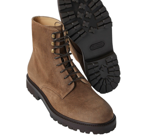 Brunello Cucinelli Tobacco Suede Lace-Up Boots with Lug Sole