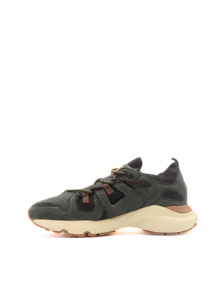 Tods Multi-Tone Felt Lace-Up Sport Sneakers