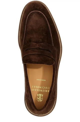 Brunello Cucinelli Round Toe Penny Loafers In Brown