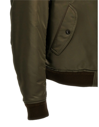 Tom Ford Nylon Ribbed-Trim Bomber Jacket Green