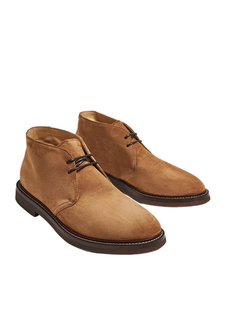 Brunello Cucinelli Mens Suede Lace-up Boots in Brown