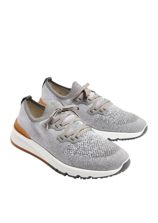 Brunello Cucinelli Mens Cotton Chiné Knit Sneakers