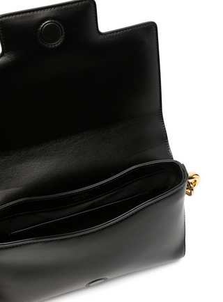 Tom Ford Patent Leather T-Quilted Flap Shoulder Bag Black