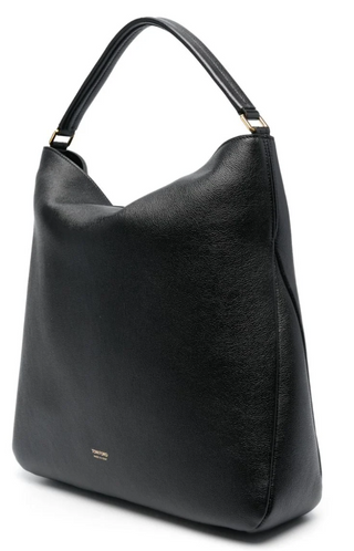 Tom Ford Pebbled Leather TF Logo Hobo Bag Black
