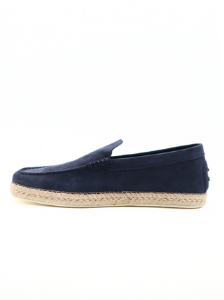 Tods Navy Blue Suede Slip-On Espadrille Loafers