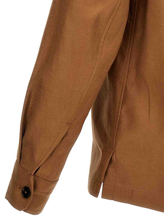 Zegna Felted Wool Point-Collar Overshirt Brown