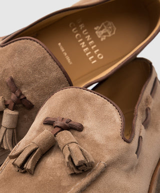 Brunello Cucinelli Suede Tassel Loafers Brown
