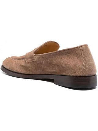 Brunello Cucinelli Suede Penny Loafers in Dark Beige