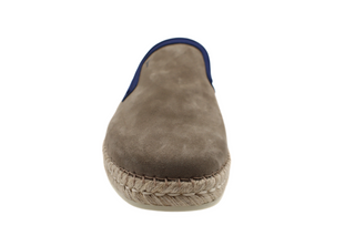 Tods Grey Suede Navy Trim Espadrille