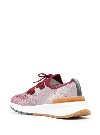 Brunello Cucinelli Marl Knit Suede-Trim Low-Top Sneakers