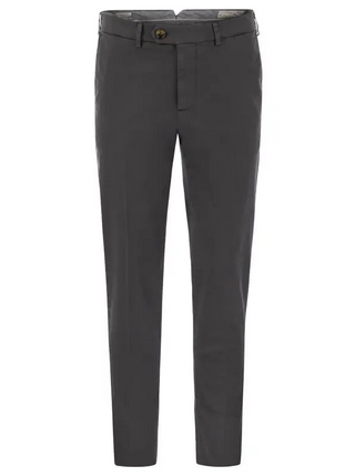 Brunello Cucinelli Cotton Flat-Front Slim-Fit Trousers Anthracite