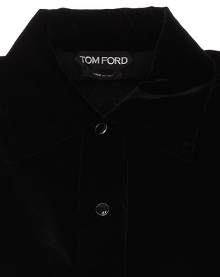 Tom Ford Velvet Sheer Panel Button-Up Shirt Black