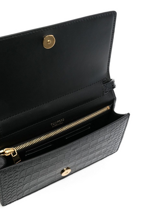 Tom Ford Croc-Effect Leather TF Plaque Mini Shoulder Bag