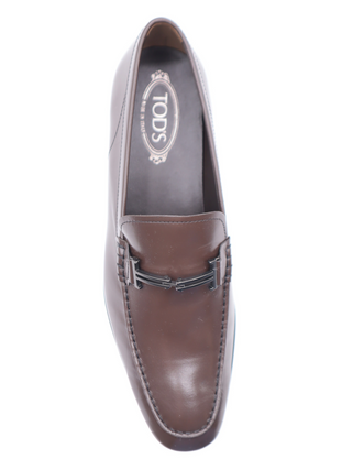 Tods Brown Leather Buckle Mocassino Loafers