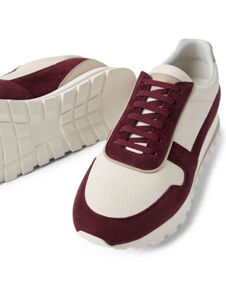 Brunello Cucinelli Mens Washed Suede and Calfskin Runners in Multi