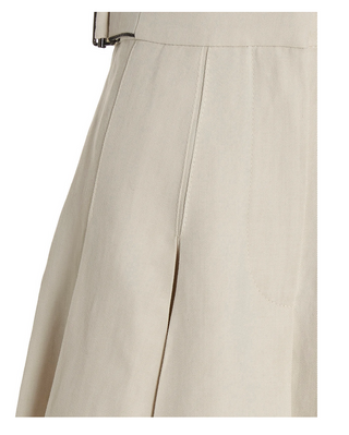 Brunello Cucinelli Buckle-Detailed Pleated Mini Skirt in White