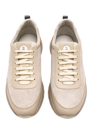 Brunello Cucinelli Logo Embossed Lace-Up Sneakers In Beige