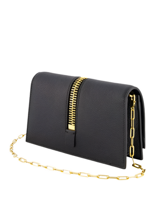 Tom Ford Pebbled Leather Vertical Zip Chain Wallet
