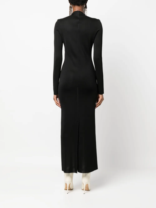Tom Ford Knit Mock Neck Long-Sleeve Midi Dress