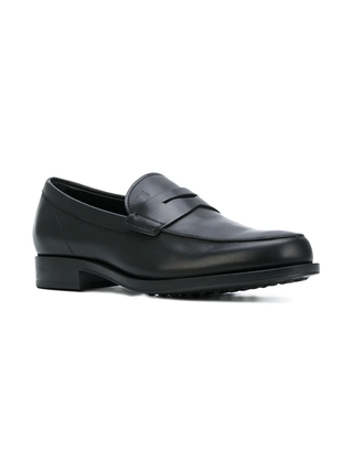 Tods Smooth Leather Penny Loafers with Gommino Sole Black
