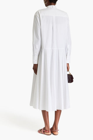 VALENTINO GARAVANI FLORAL-APPLIQUD COTTON-POPLIN MIDI SHIRT DRESS - Size 46