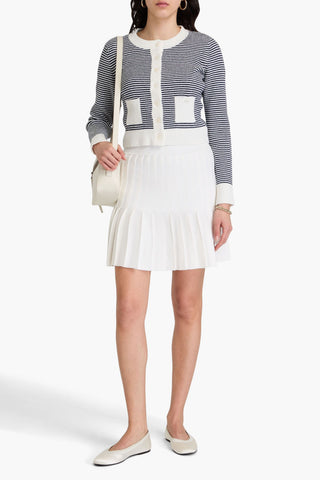 SANDRO PLEATED STRETCH-KNIT MINI SKIRT - Size 40