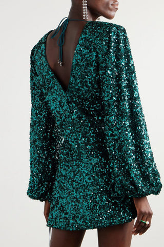 ROTATE BIRGER CHRISTENSEN DARSIE SEQUINED STRETCH-CHIFFON MINI DRESS - Size 34