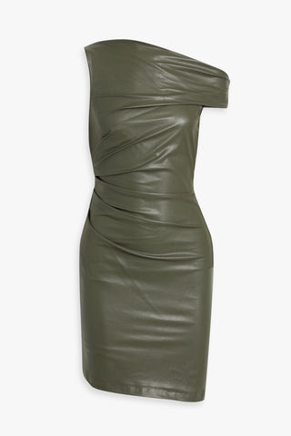 HELMUT LANG ONE-SHOULDER GATHERED MINI DRESS - Size XS