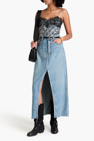SANDRO FLORAL-PRINT SATIN-TWILL AND CORDED LACE CAMISOLE - Size 3